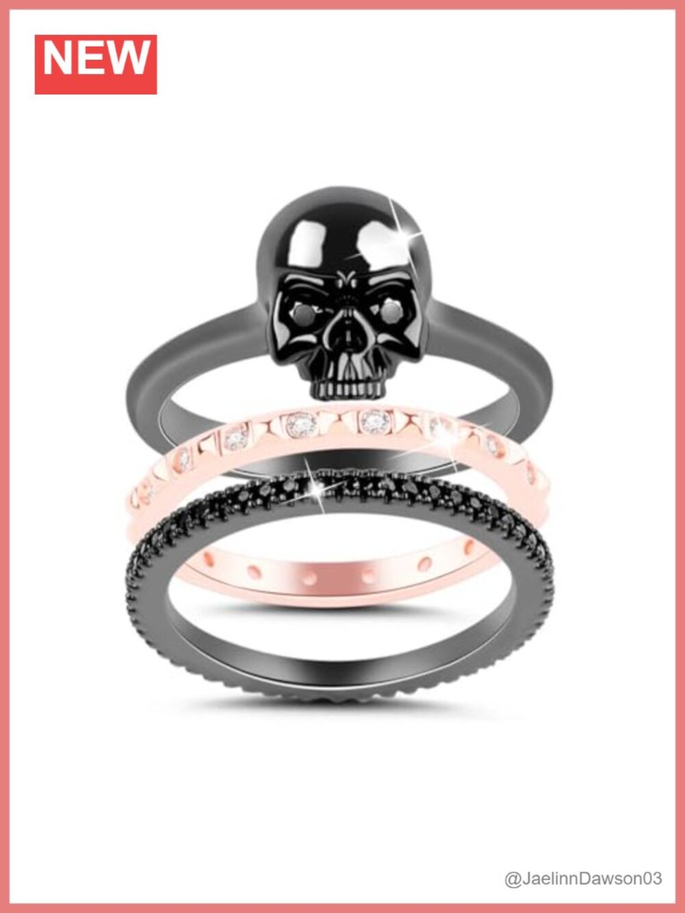 S925 Sterling Silver Stackable Skull Ring Wedding Band Eternity Ring
